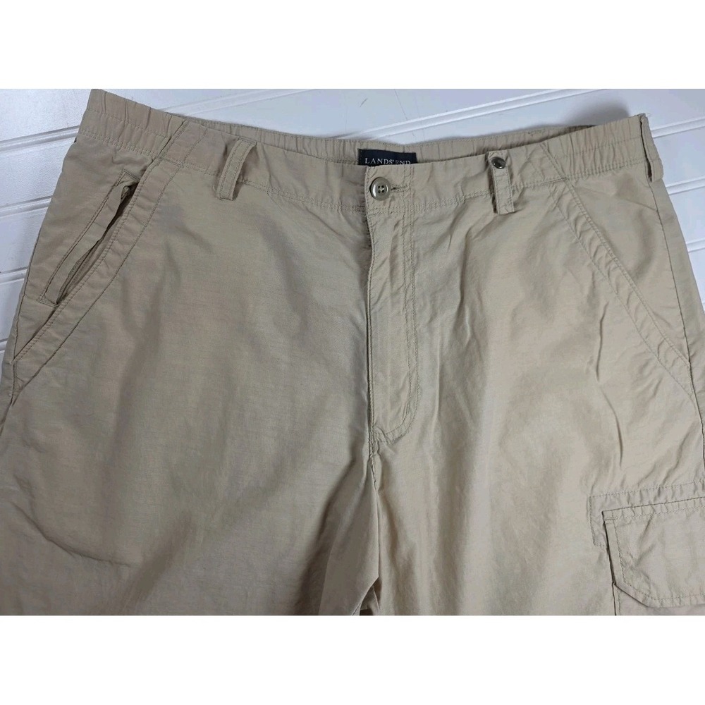 Lands' End Mens Cargo Pants Size 34 Beige Nylon Cotton Outdoors Hiking‎